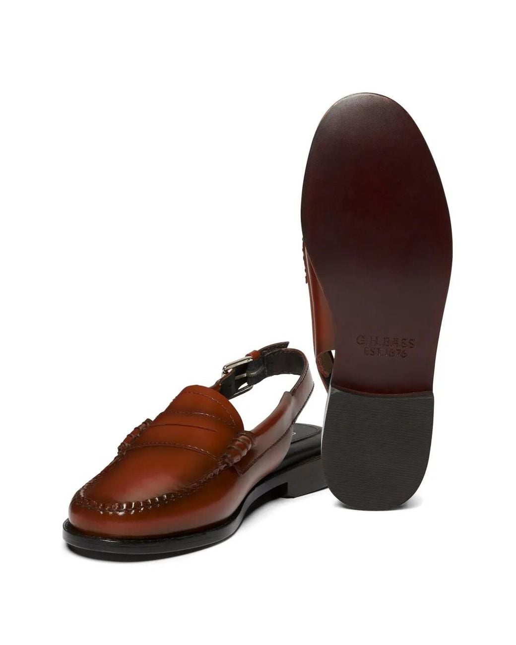 G.H.BASS Brown Weejuns Slingback Penny Loafers