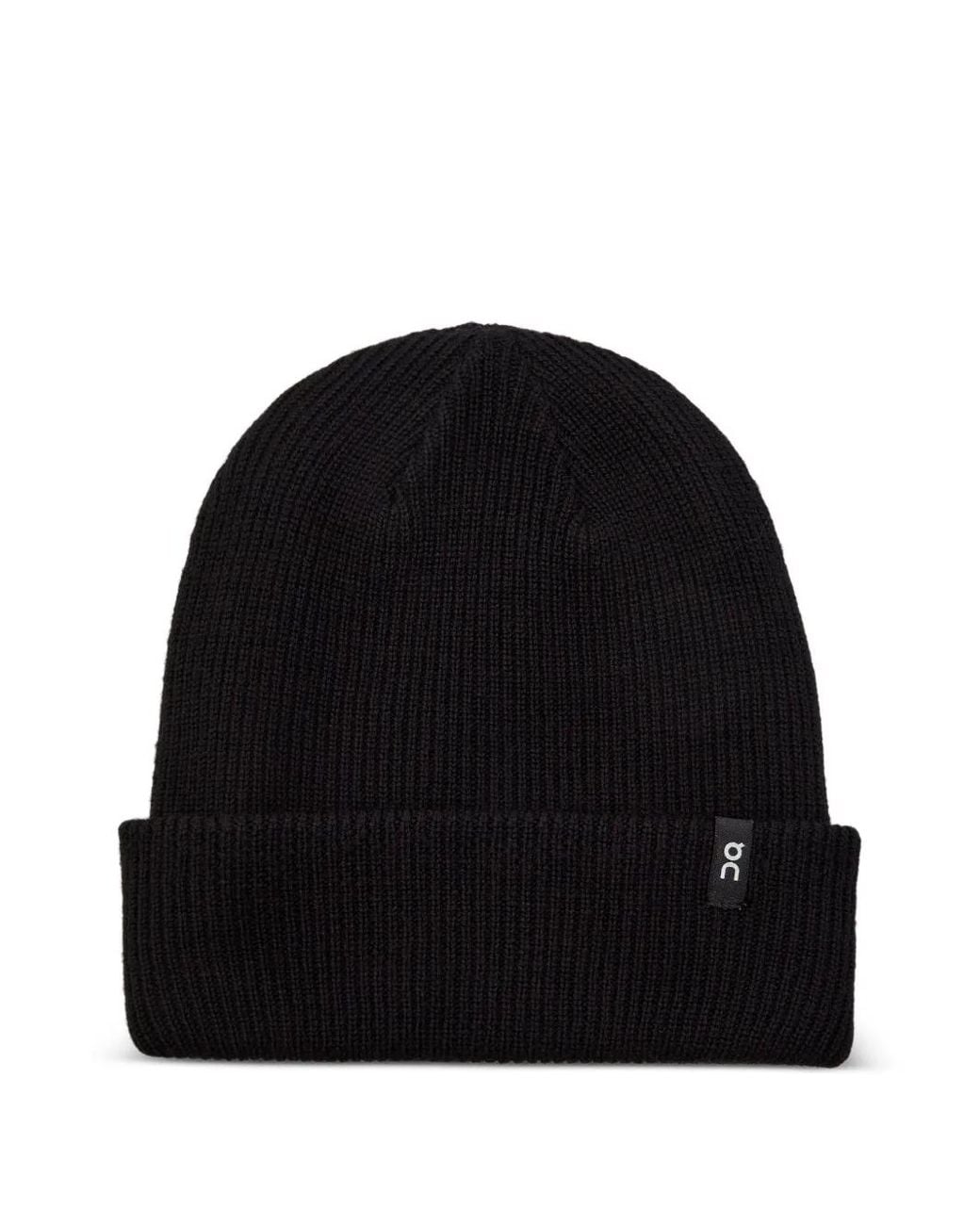 On Shoes Black Ribbed-Knit Beanie Hat