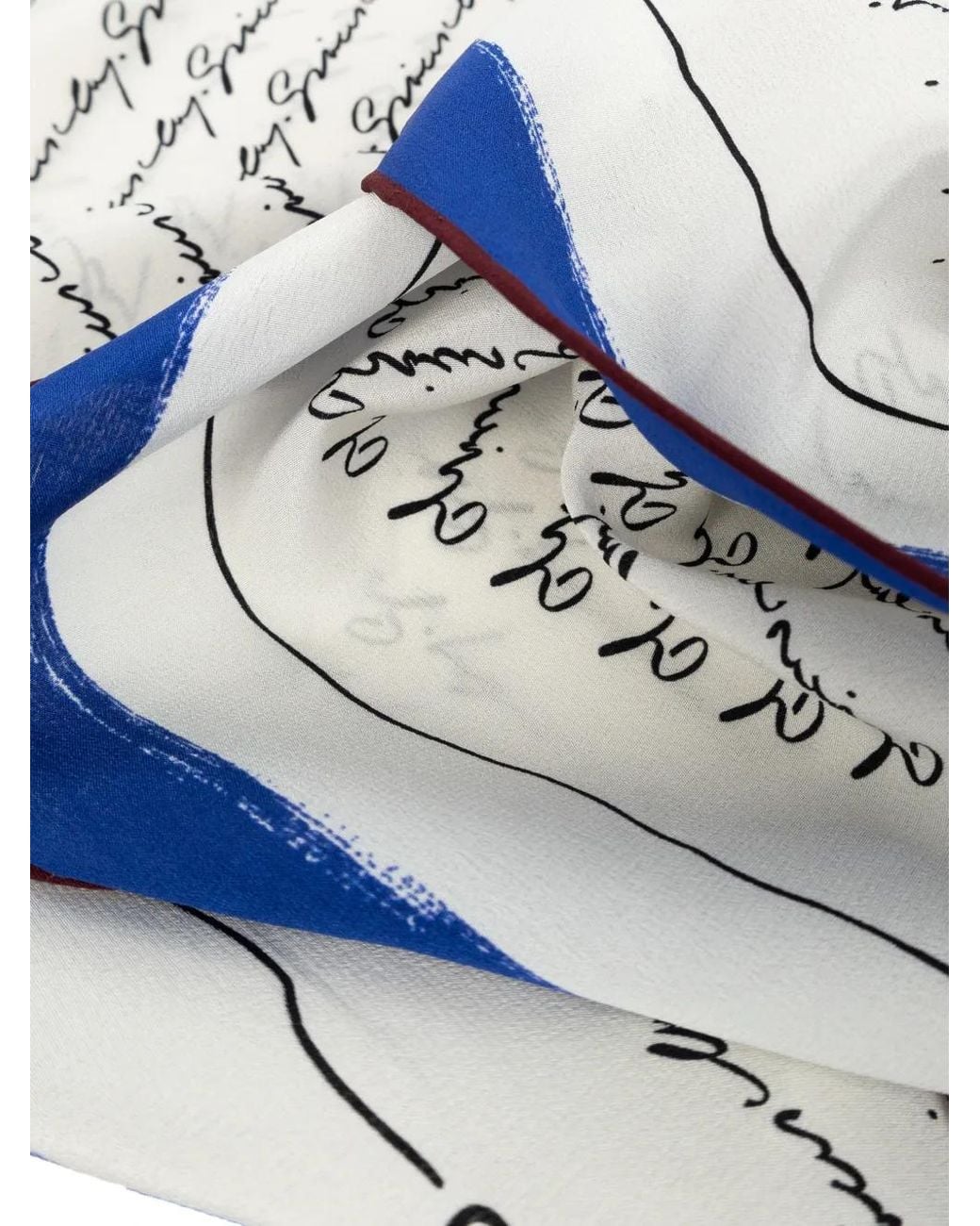 Givenchy Blue Logo-Pattern Silk Scarf