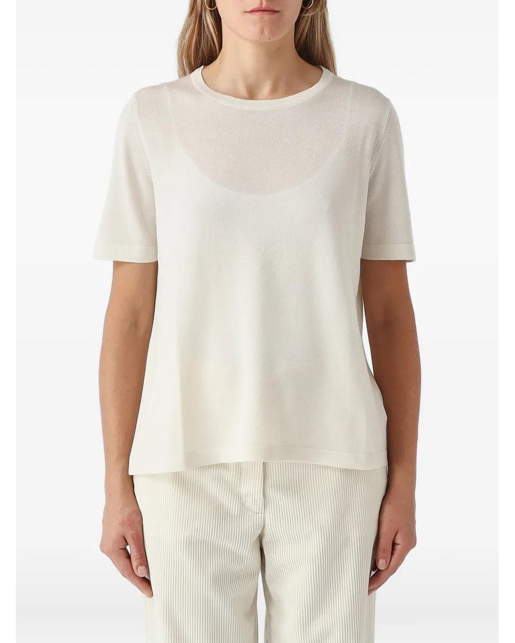 Gran Sasso White Short-Sleeve Knit T-Shirt