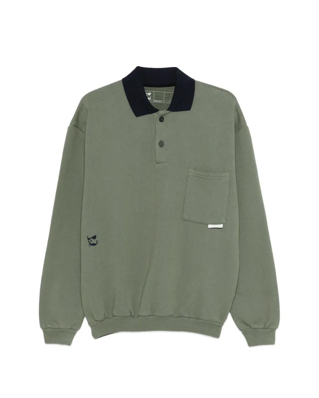 GR10K Green Chest-Pocket Buttoned Polo Top for men