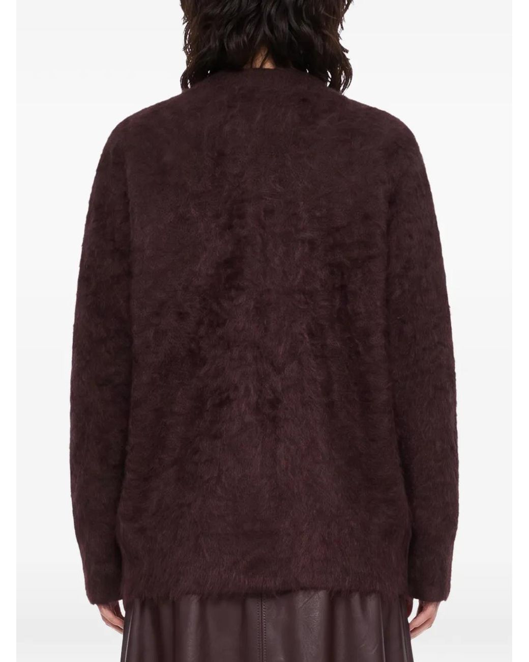 Forte_forte Purple Brushed-Finish V-Neck Cardigan