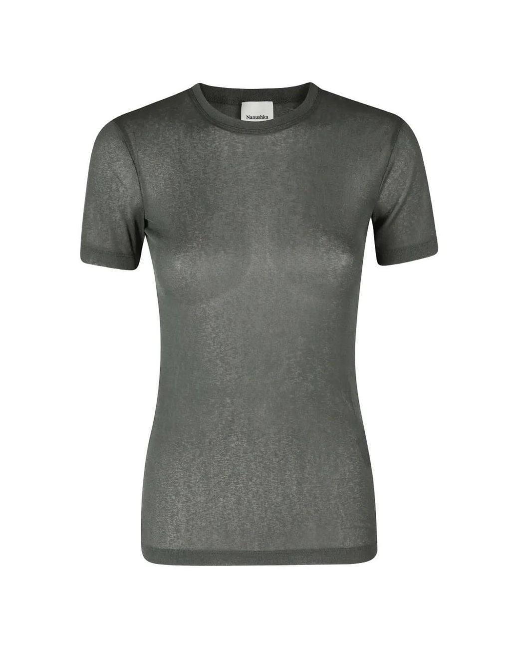 Nanushka Gray Darcy Semi-Sheer Crew-Neck T-Shirt