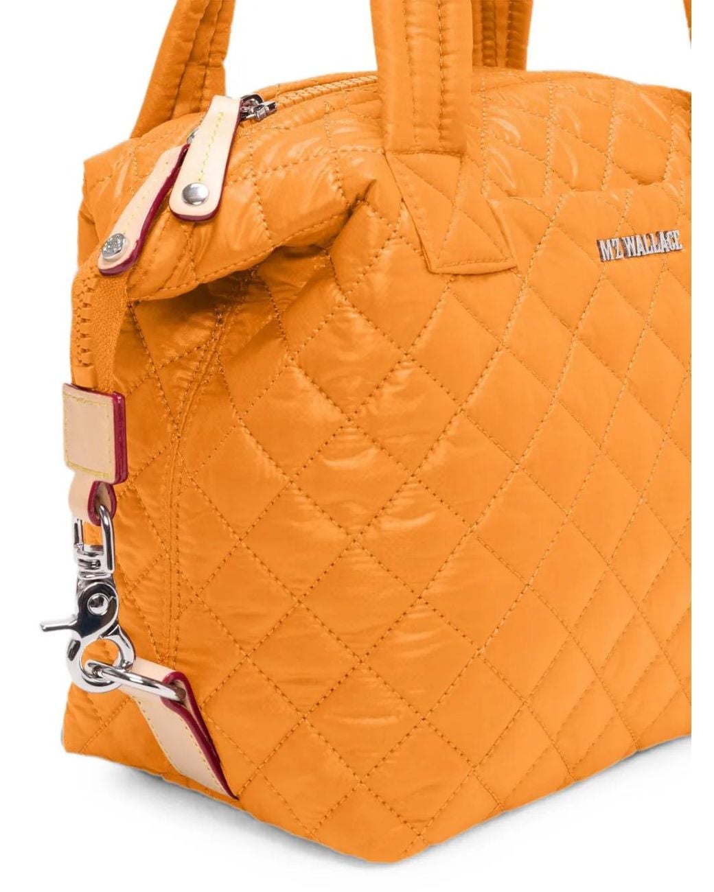 MZ Wallace Orange Small Sutton Deluxe Quilted Tote Bag