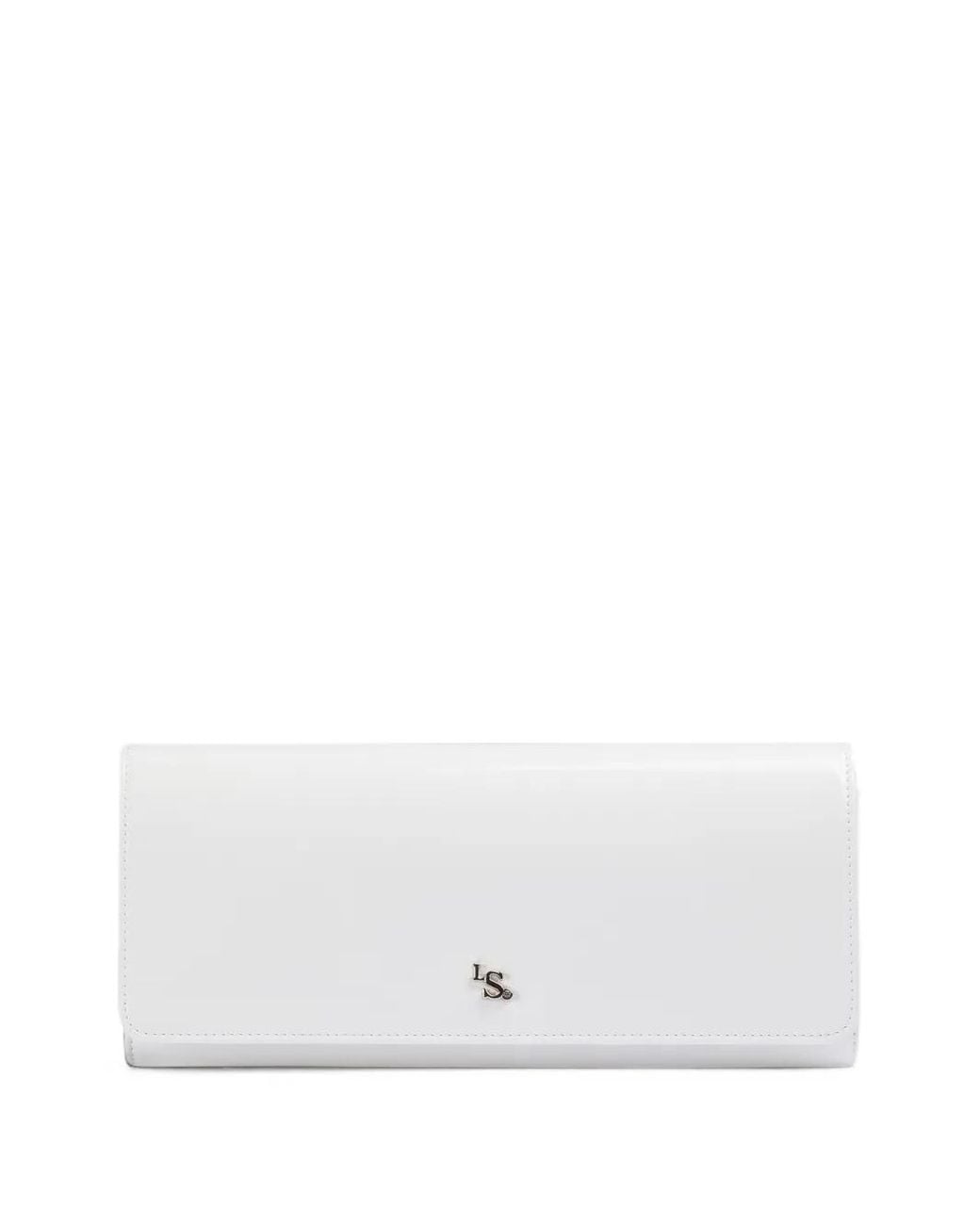Le Silla White Patent-Finish Logo-Plaque Clutch Bag