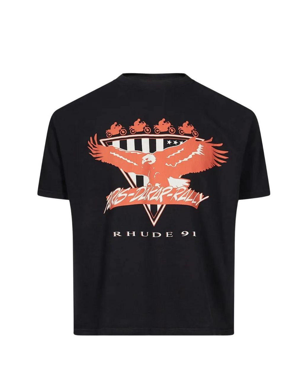 Rhude Black Graphic-Print T-Shirt for men
