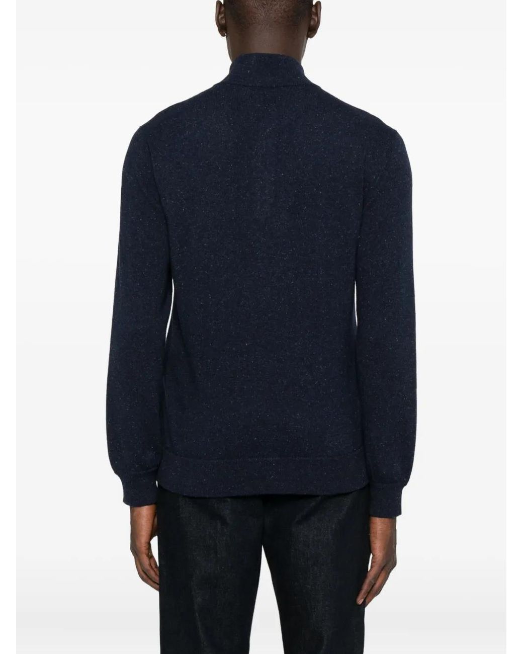 Canali Blue Half-Zip Speckled Sweater for men