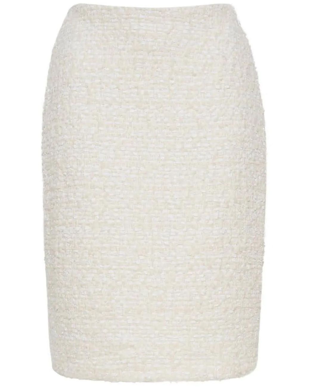 Adam Lippes White Tweed Pencil Skirt