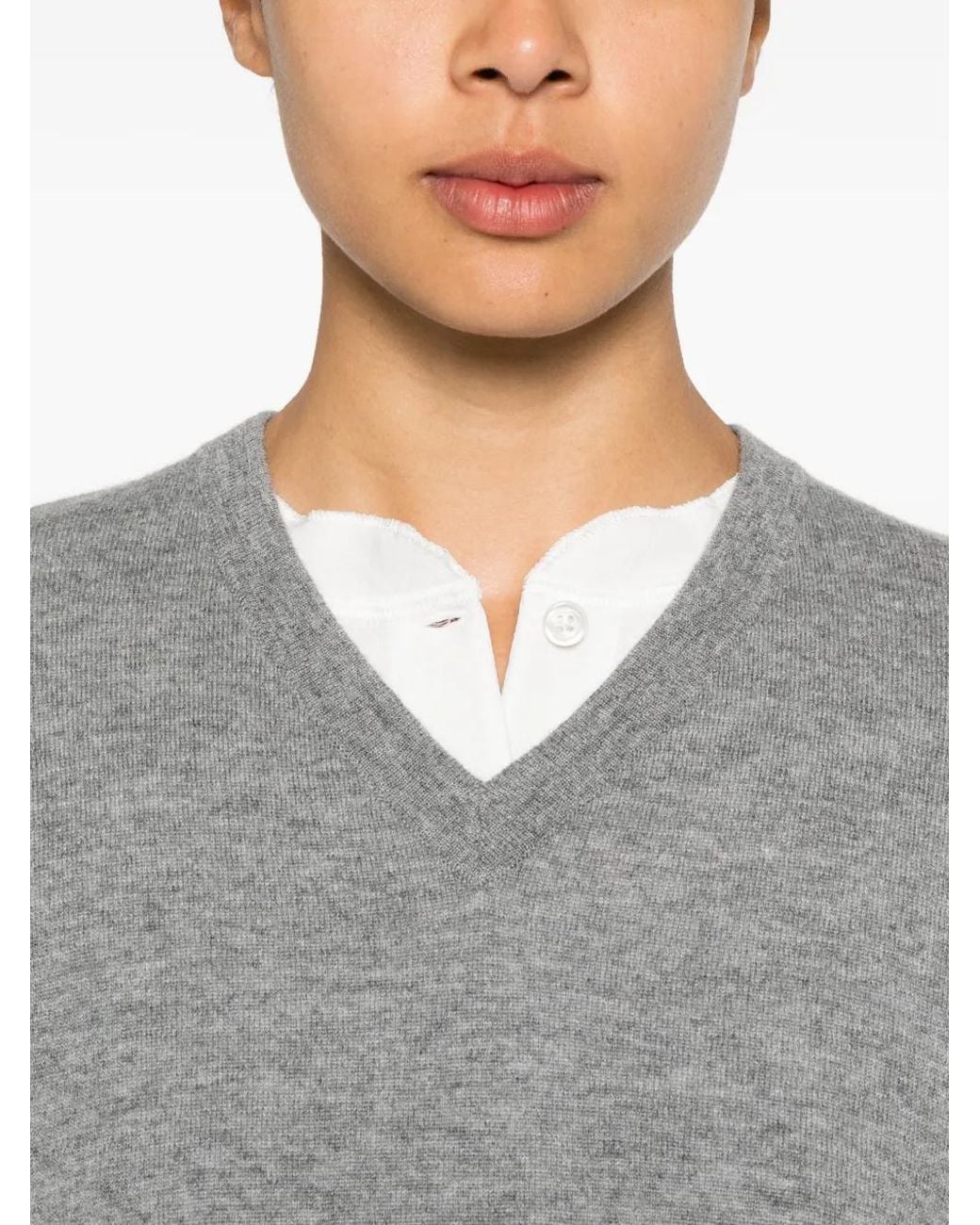 The Row Gray Nian Oberteil mit V-Ausschnitt