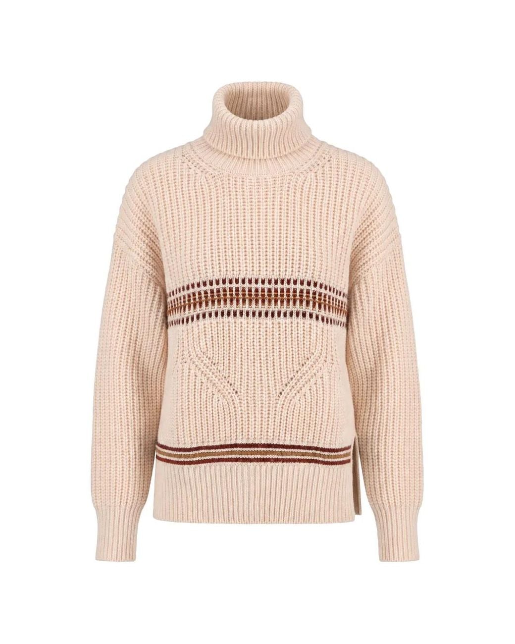 Kristina Ti Natural Chunky-Knit Roll-Neck Sweater