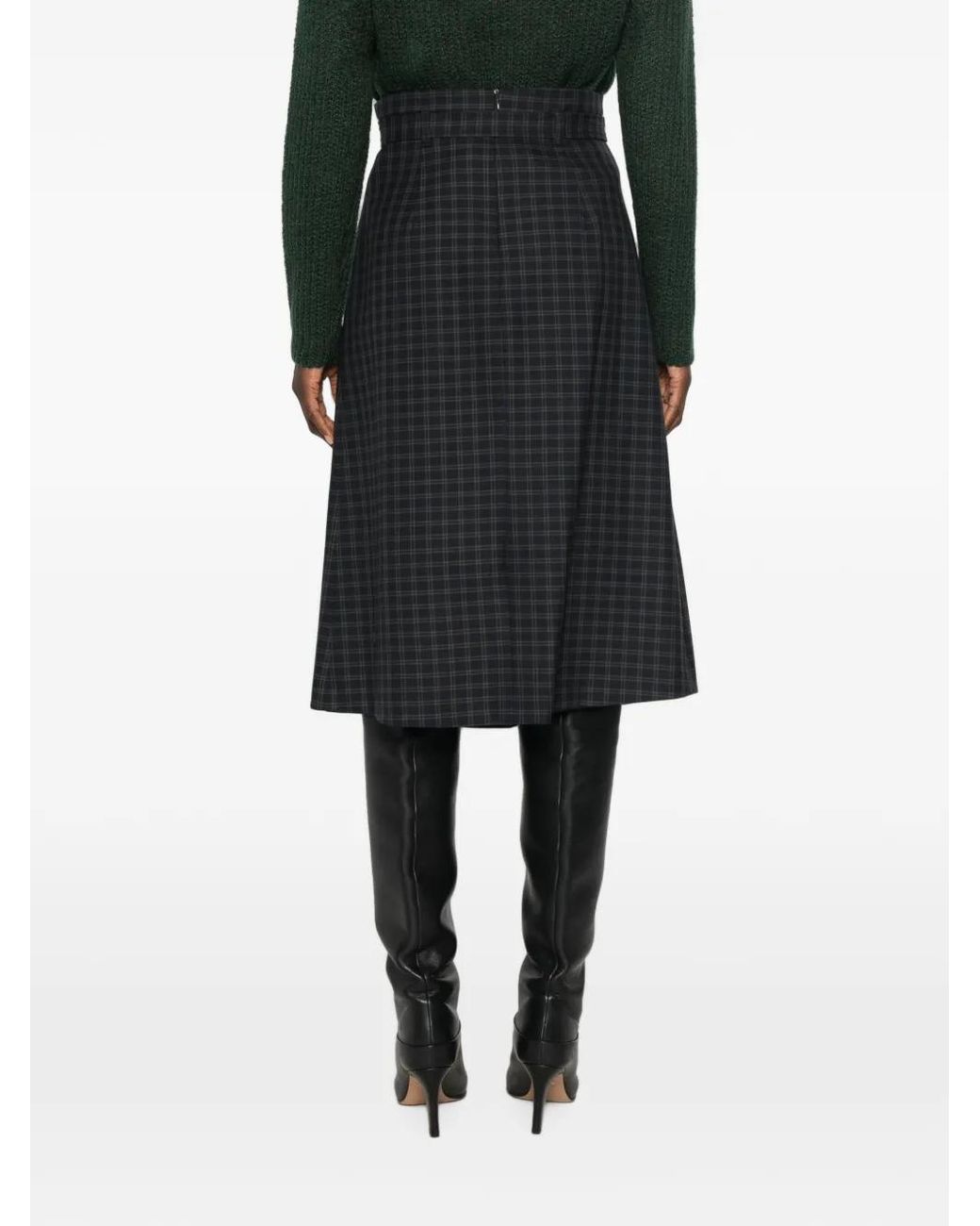 iBlues Black Tartan Pleated Skirt