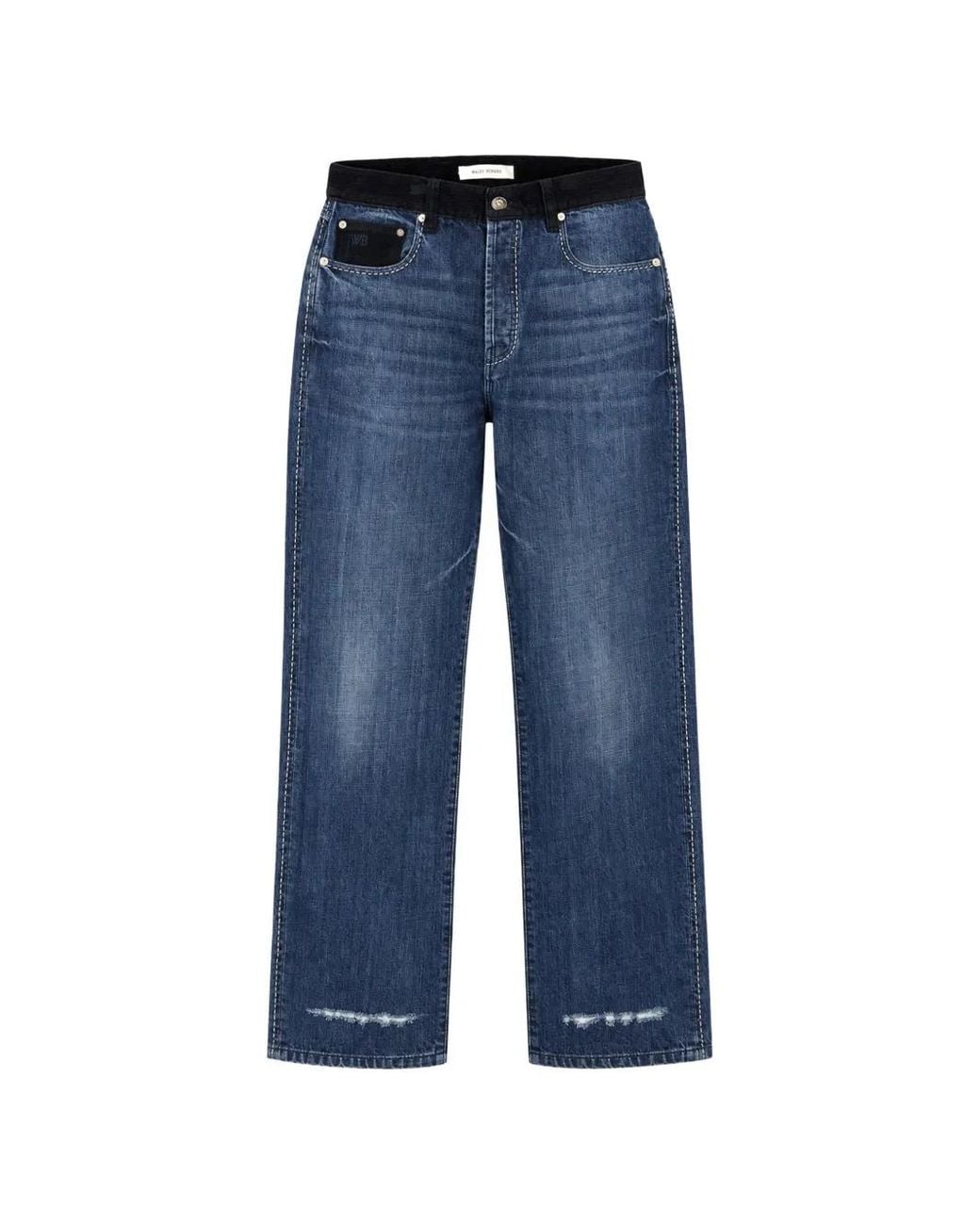Wales Bonner Blue Jean Droit À Effet Usé for men