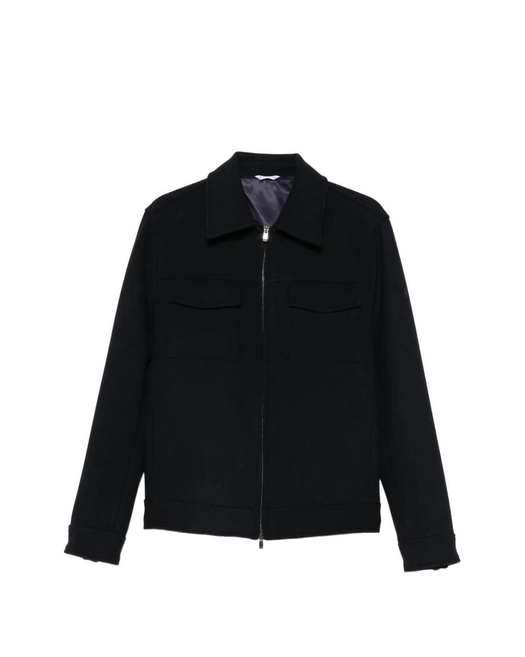 Manuel Ritz Black Zip-Up Wool-Blend Jacket for men