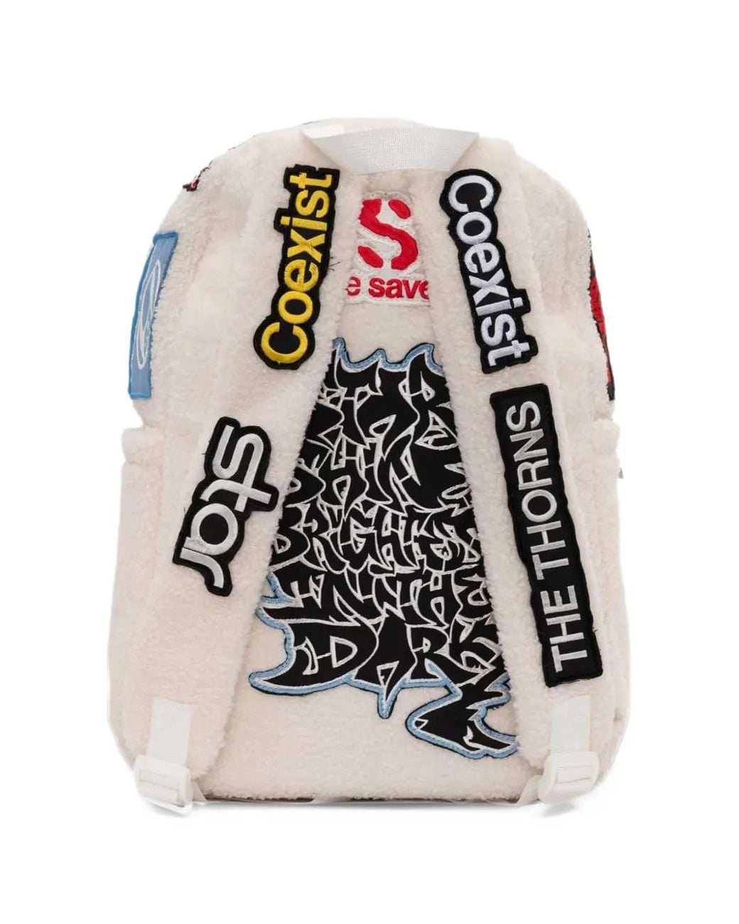 HELLSTAR White Sherpa Patchwork Backpack