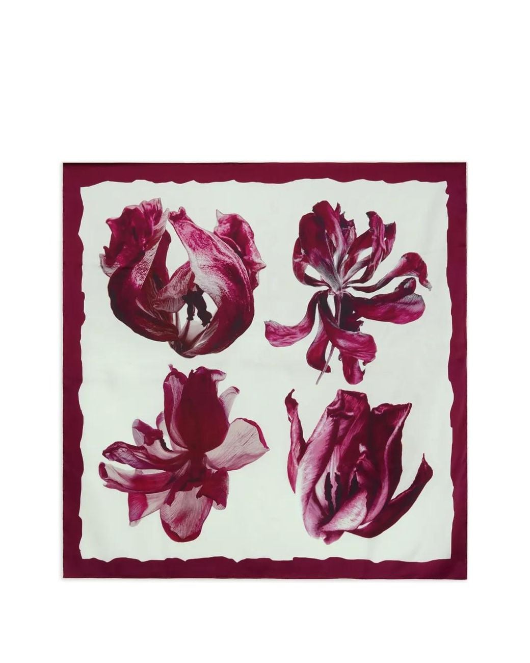 POTAMY Purple Floral-Print Silk Scarf