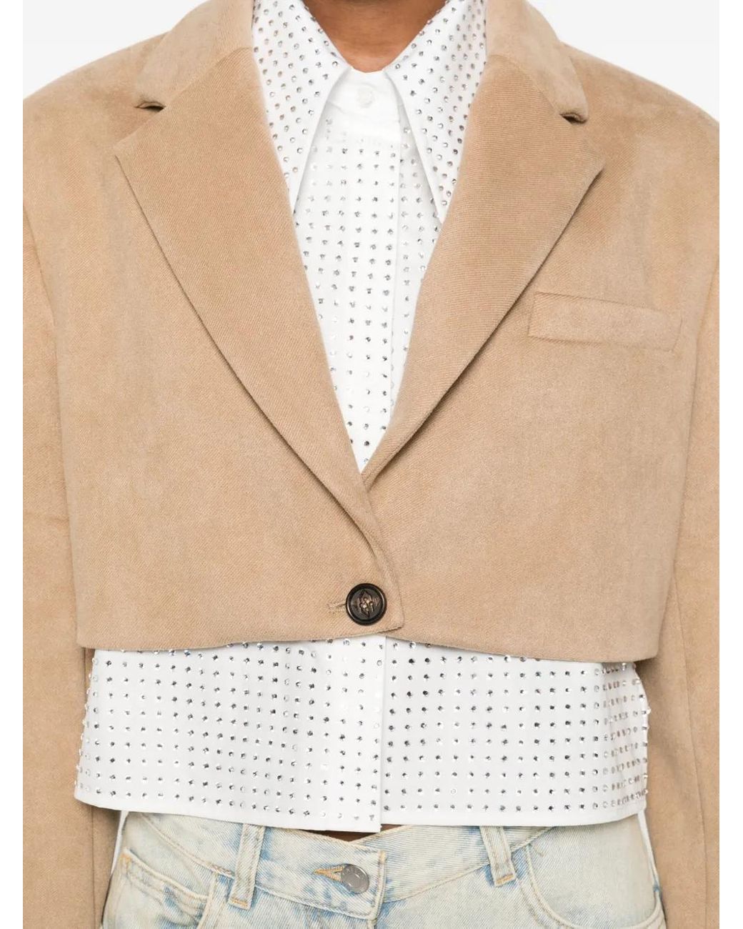 GIUSEPPE DI MORABITO Natural Buttoned Cropped Jacket