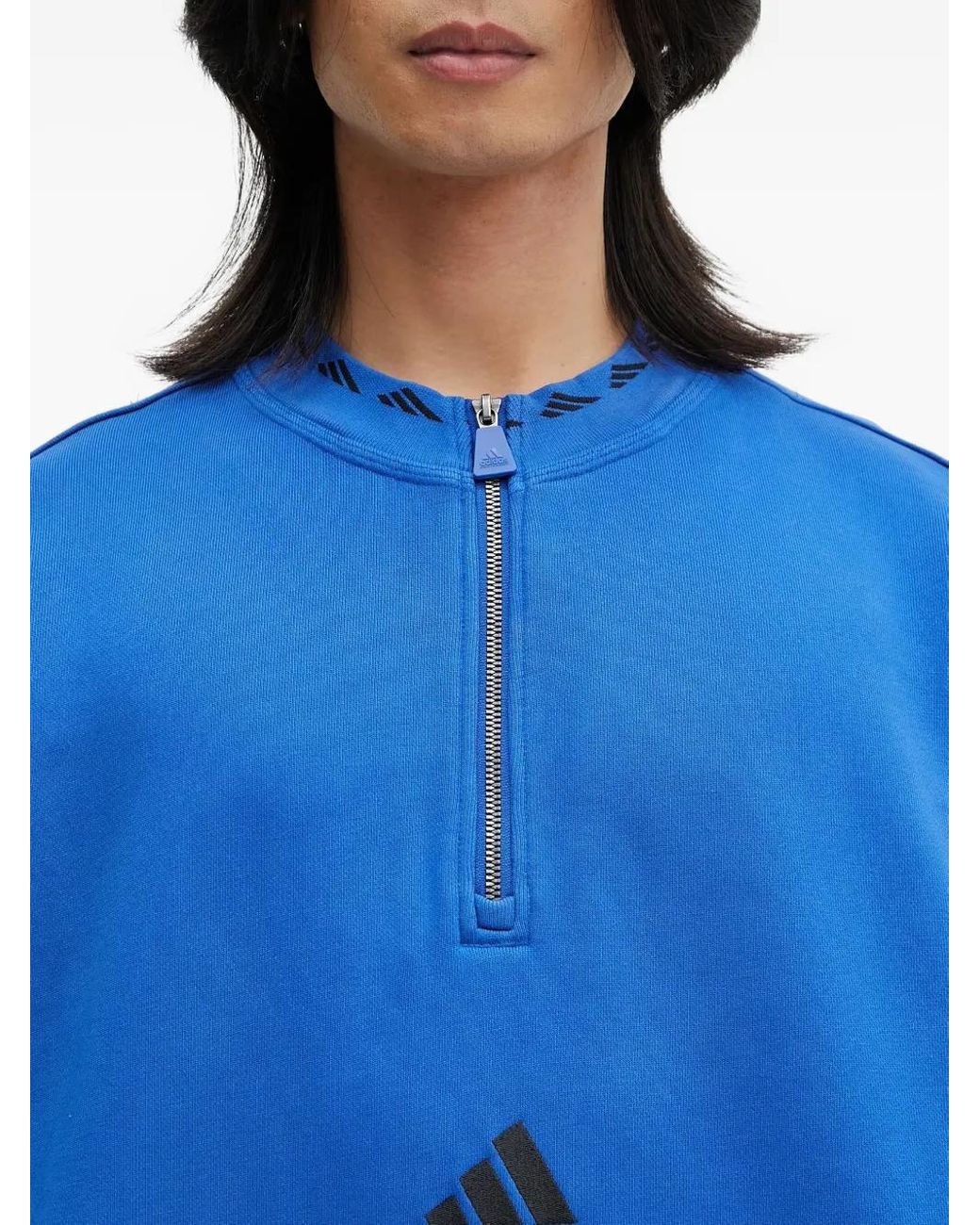 Adidas Blue Eqt Half-Zip Logo Sweatshirt for men