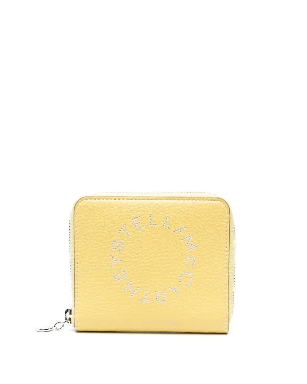 Stella McCartney Yellow Perforated-Logo Zip-Up Wallet