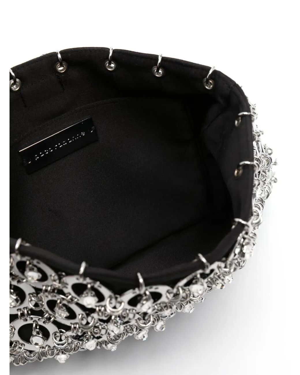 Rabanne Black Metal-Disc Clutch Bag