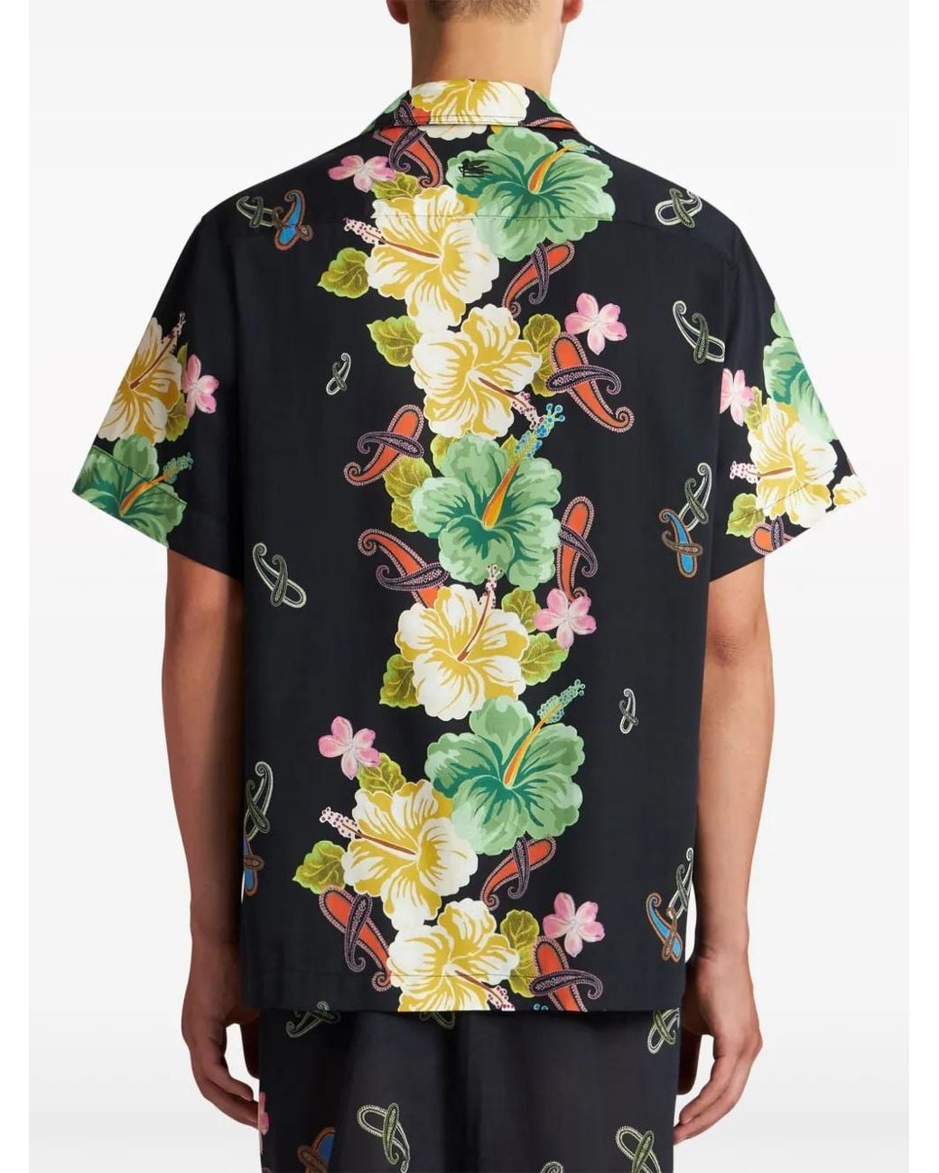 Etro Green Floral-Print Cotton Shirt for men