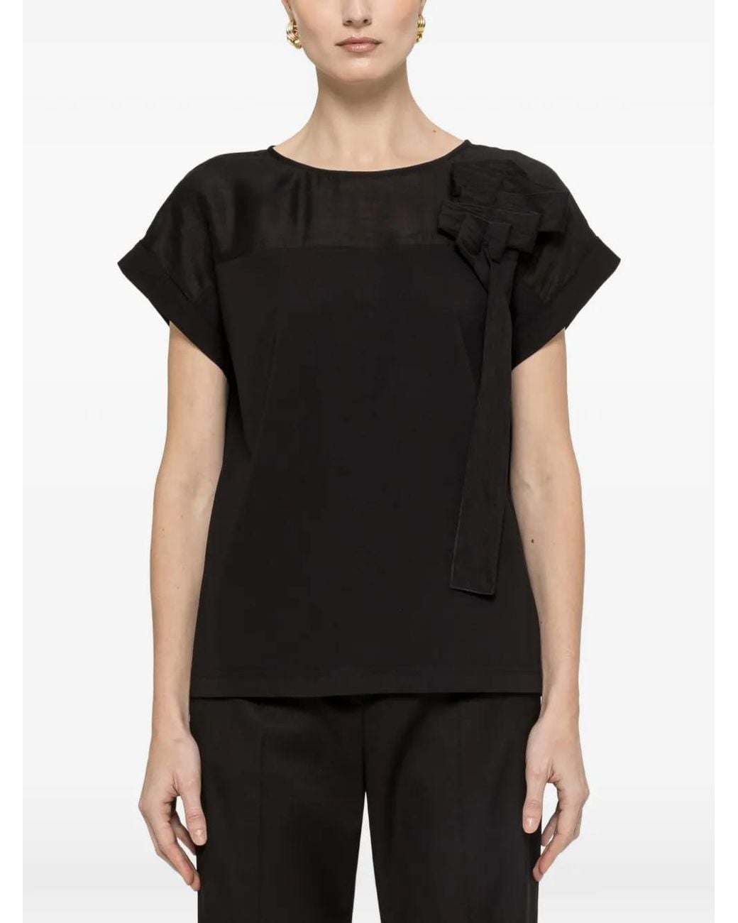 Nissa Black Bow-Detail Top