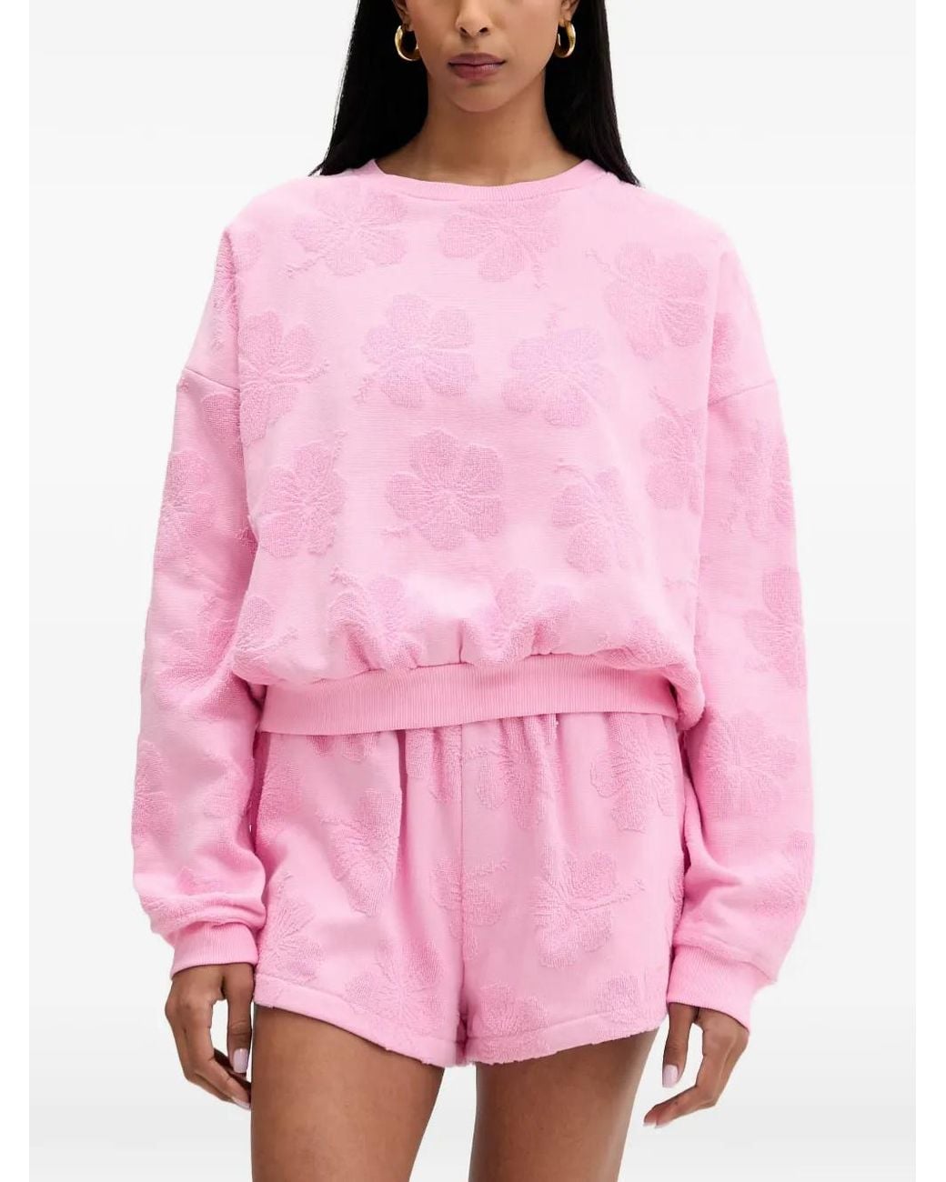 Rip Curl Pink Sweat Paradise Terry À Fleurs En Jacquard