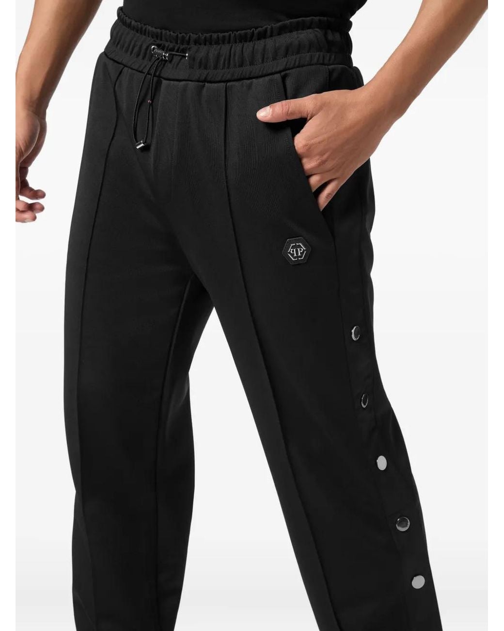 Philipp Plein Black Snap-Fit Fastening Track Pants for men