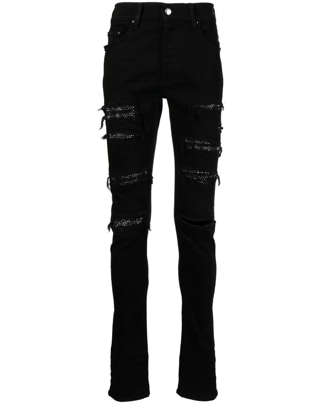 Amiri Black Thrasher Crystal-Embellished Jeans for men