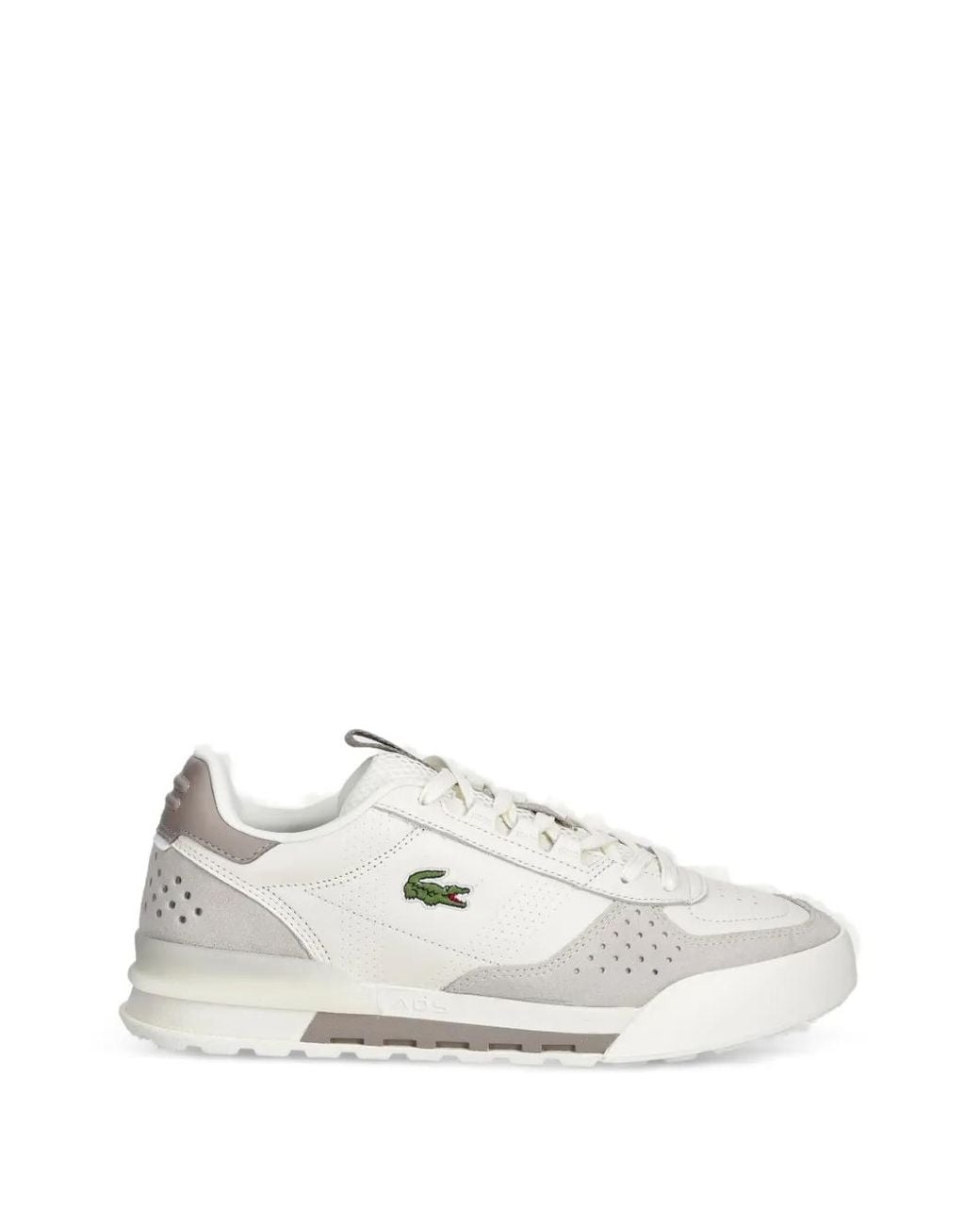 Lacoste White Perforated Panelled Sneakers for men