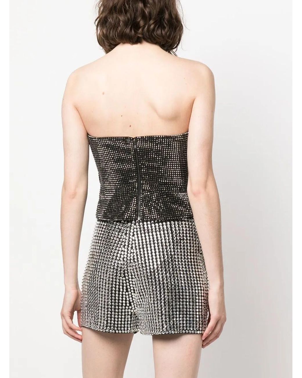 Roland Mouret Black Crystal-Embellished Asymmetric Top