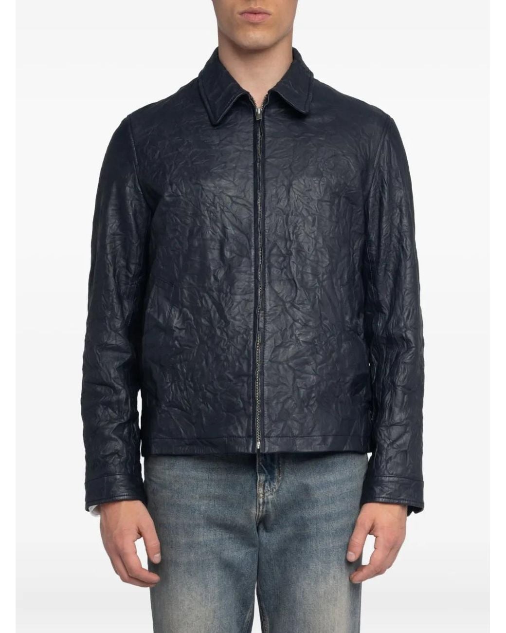 Zadig & Voltaire Blue Loumy Leather Jacket for men