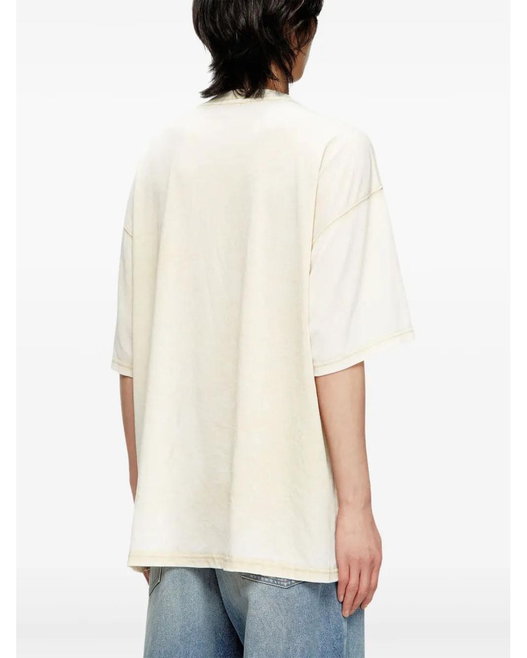DIESEL White T-Box-T18 Graphic-Print Oversized T-Shirt for men