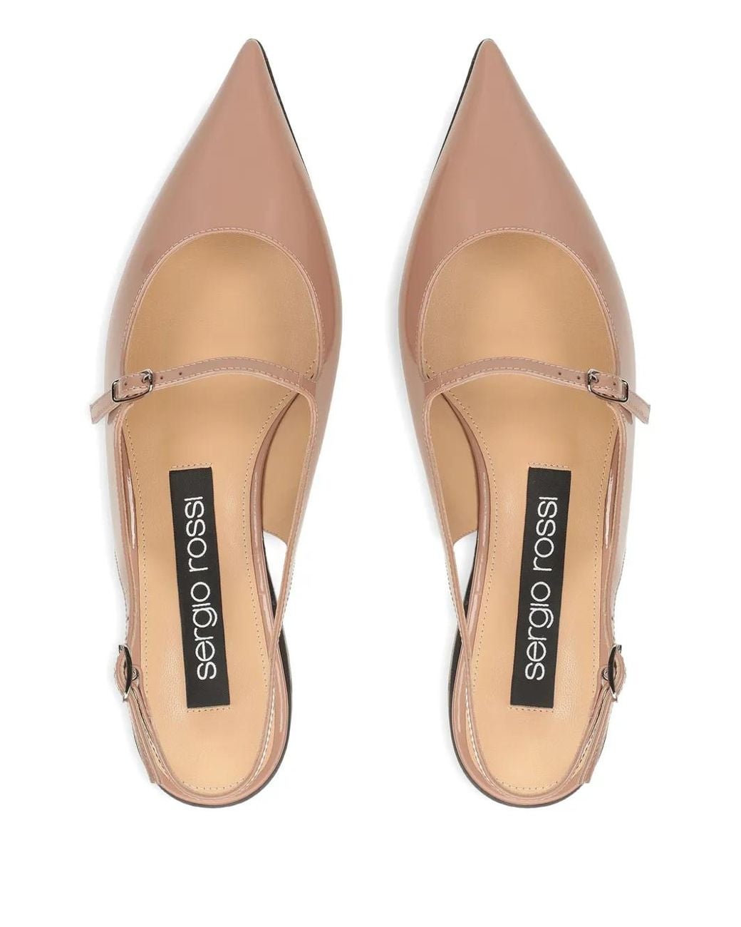 Sergio Rossi Natural Pointed-Toe Slingback Pumps