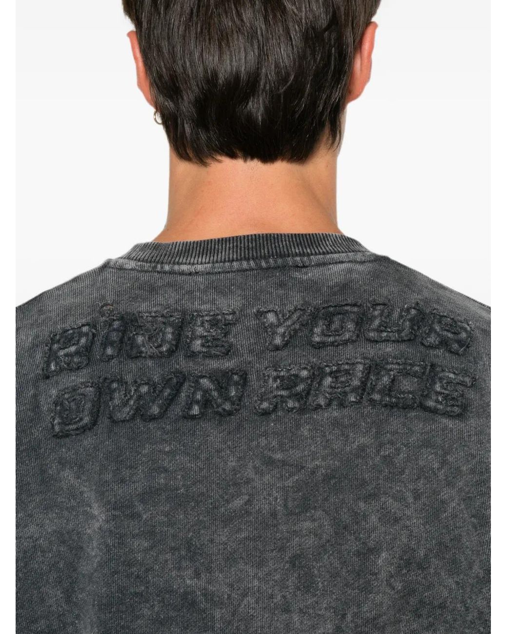 Patrizia Pepe Gray Washed-Effect Appliqué Sweater for men