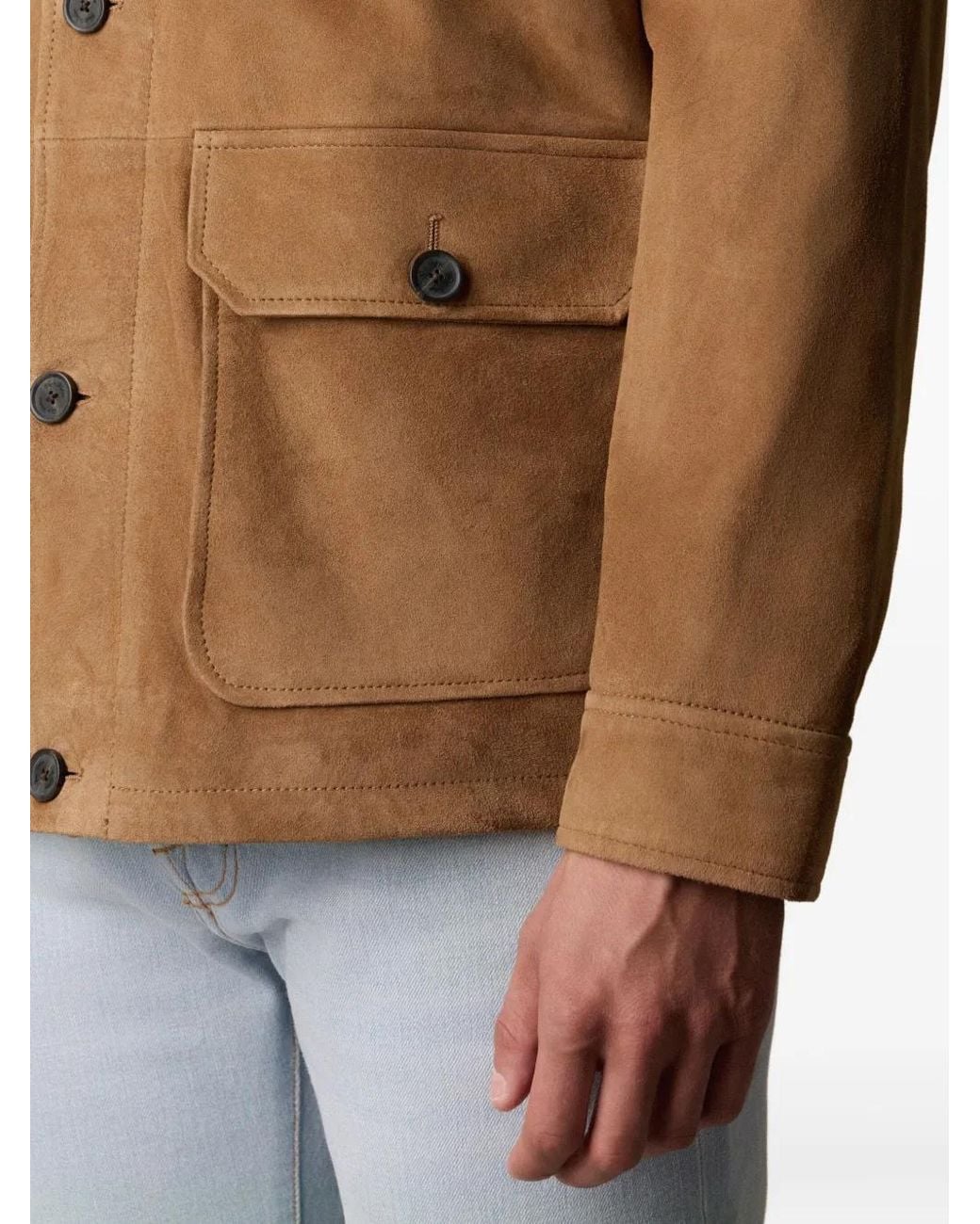 Brooks Brothers Brown Suede Overshirt Jacket for men