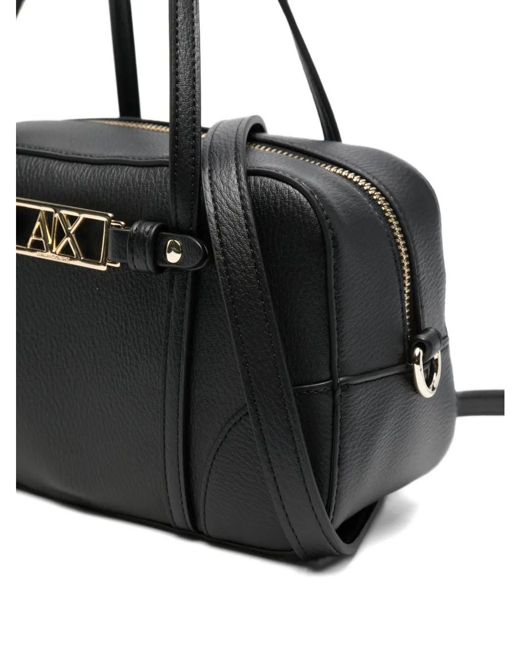ARMANI EXCHANGE Black Logo-Plaque Tote Bag