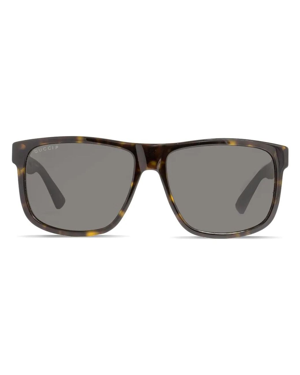 Gucci Gray Web Detail Square-Framed Sunglasses for men