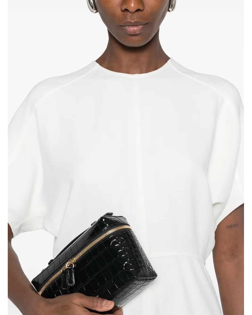 Victoria Beckham White Short-Sleeve Midi Dress