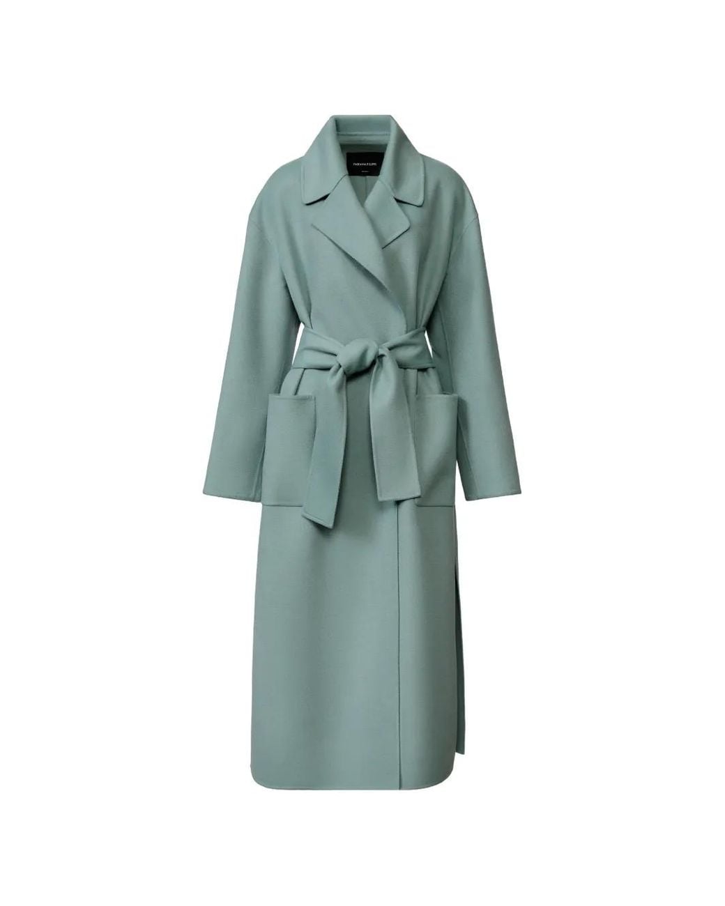 Fabiana Filippi Green Belted Notch-Lapel Coat