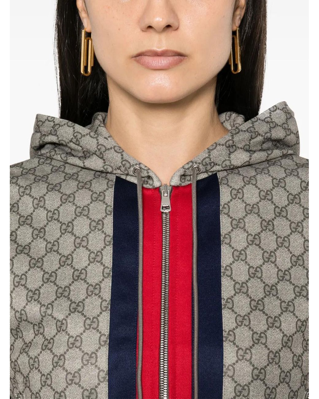 Gucci Gg Technical Jersey Zip Jacket in Brown | Lyst