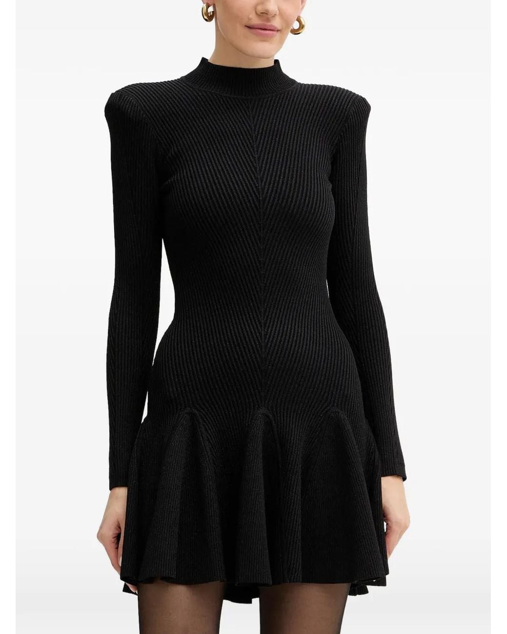 Robe Courte Sydonie En Maille Nervurée retroféte en coloris Black