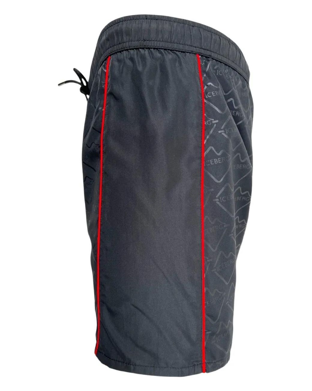 Iceberg Gray Logo-Pattern Swim Shorts for men