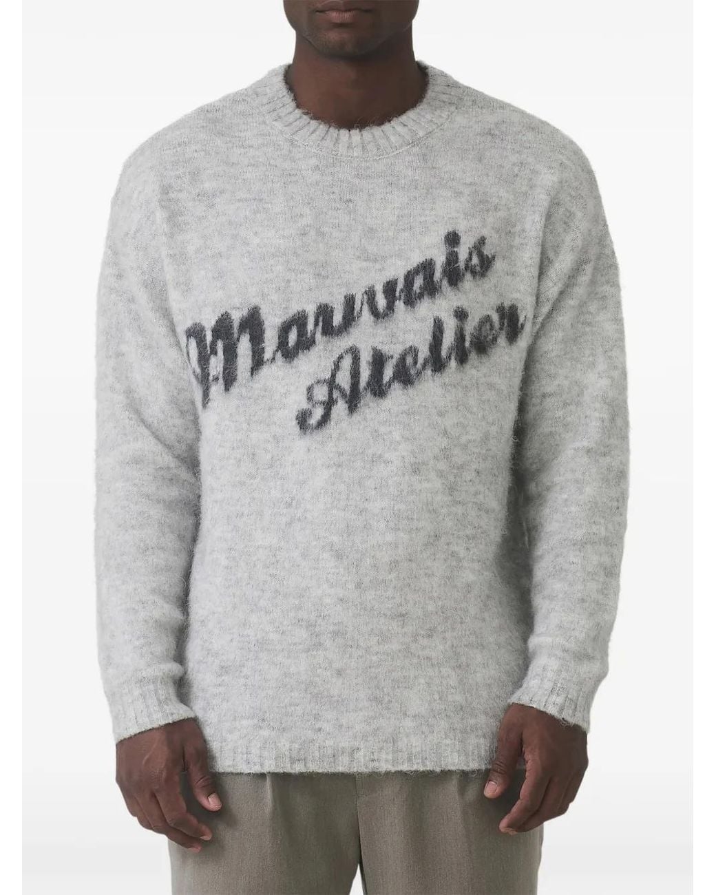 Mauvais Gray Pull À Logo Imprimé En Maille Brossée for men