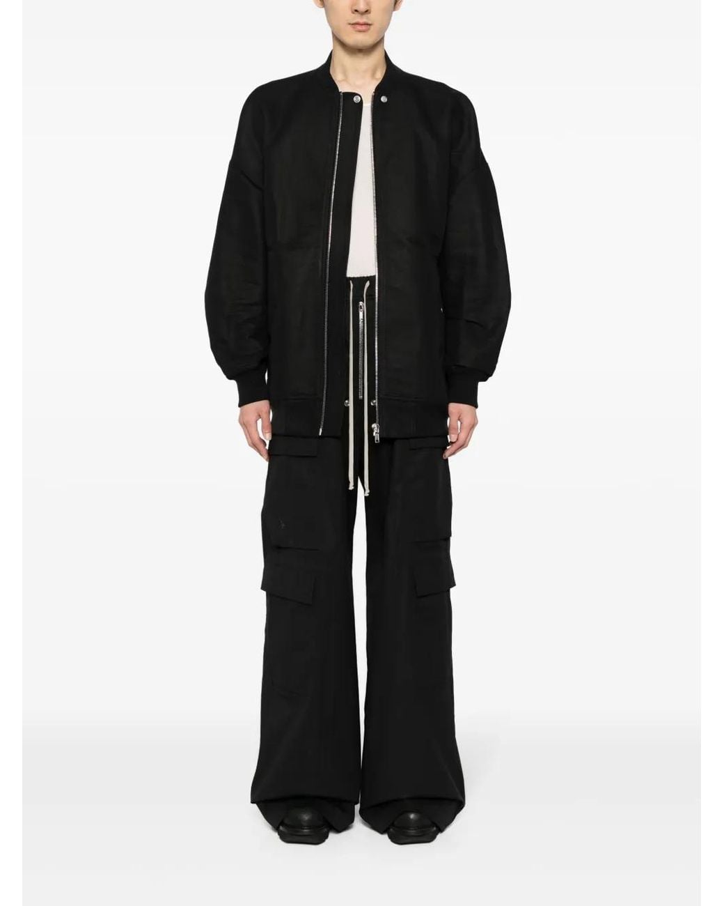 Rick Owens Black Zip-Up Bomber Jacket for men