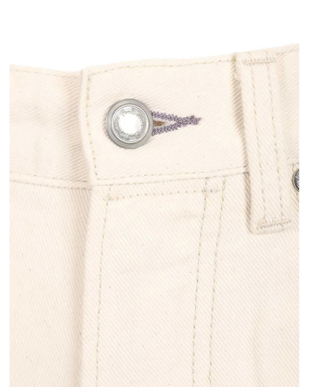 Paul Smith White Embroidery Barrel Jeans for men