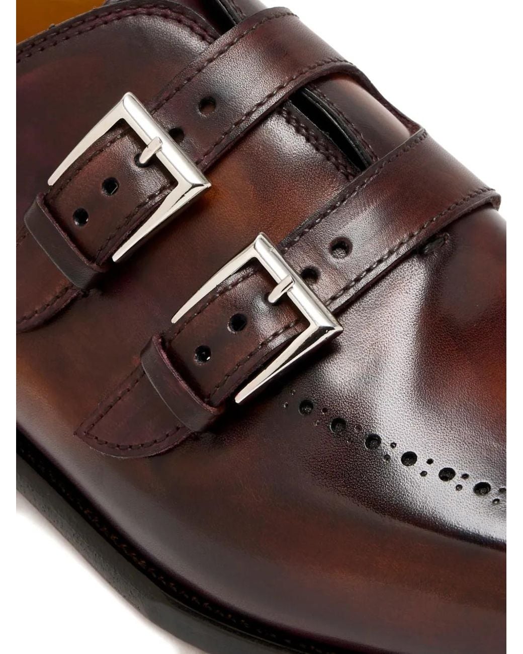 Bontoni Brown Double-Buckle Brogue Loafers for men