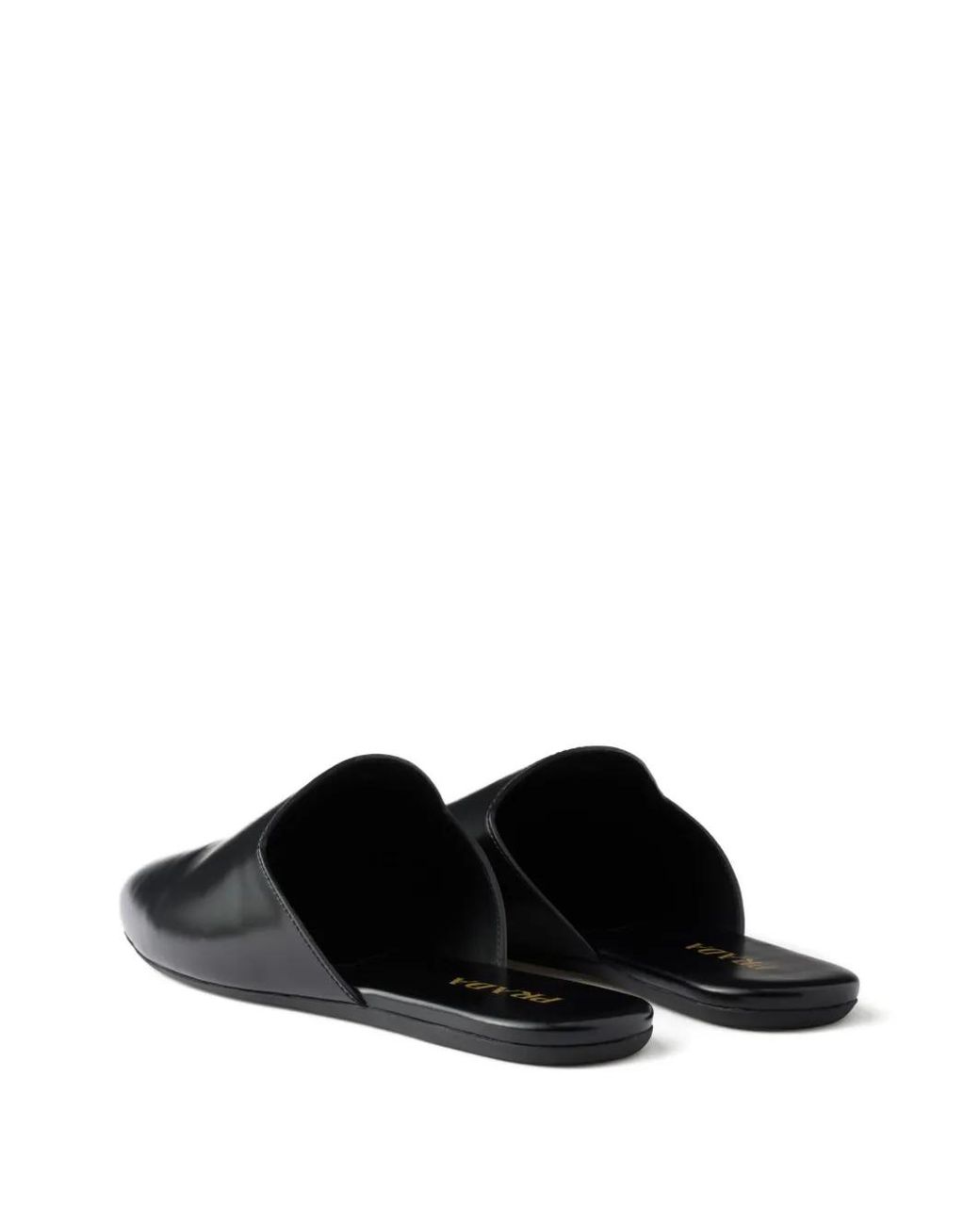 Prada Black Embossed-Logo Leather Mules