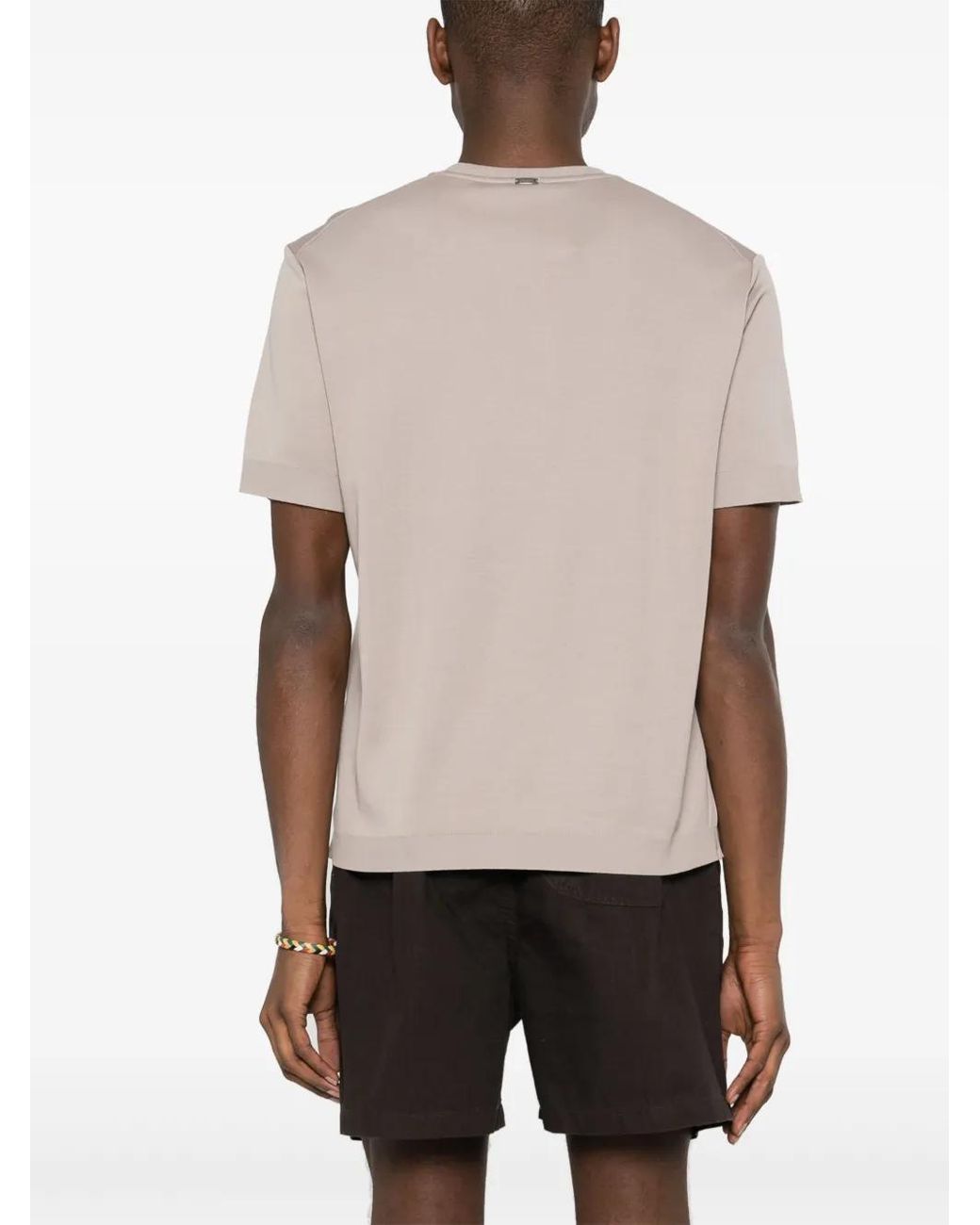 Herno White Logo Plaque Cotton T Shirt for men