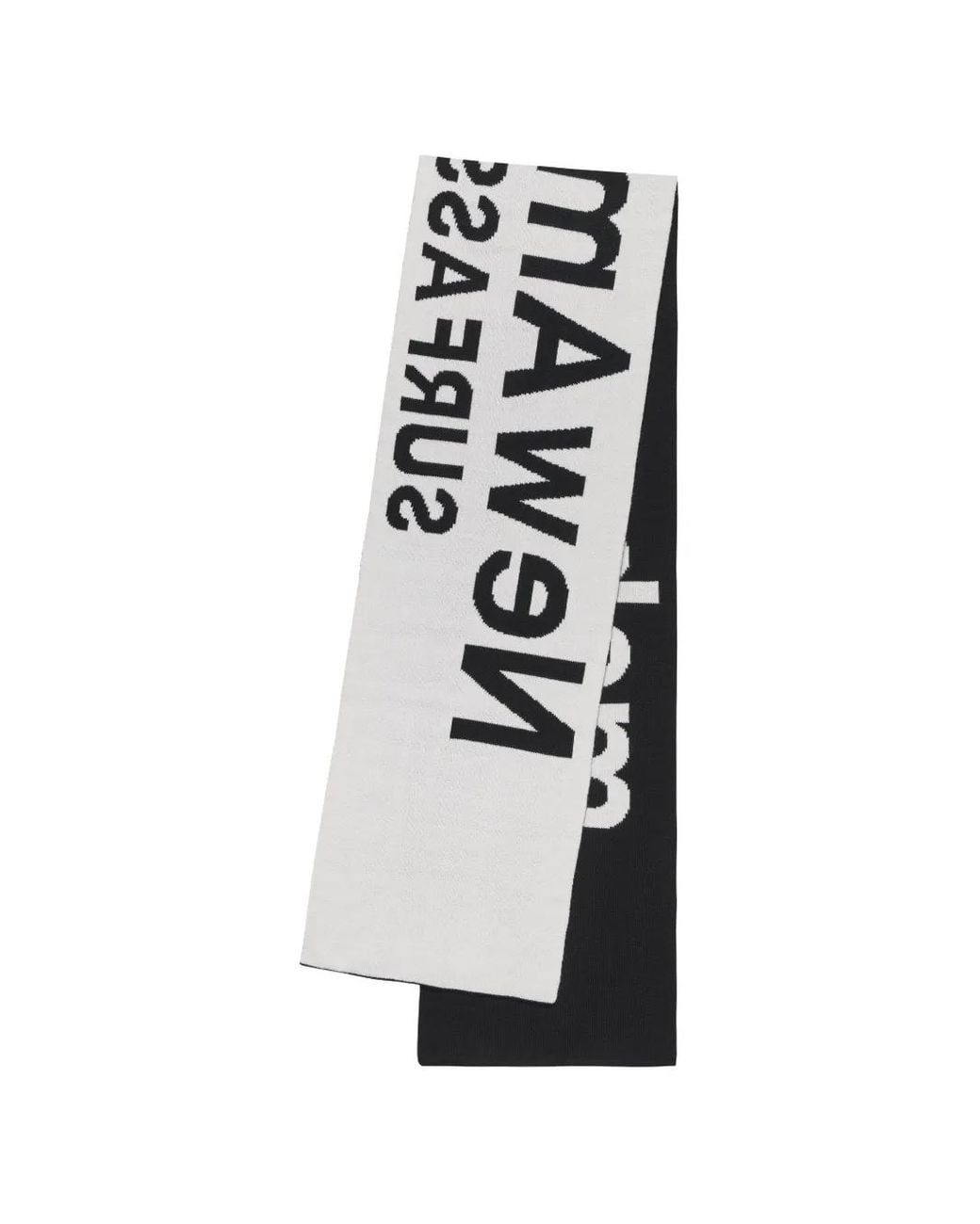New Amsterdam White Logo-Intarsia Knitted Scarf