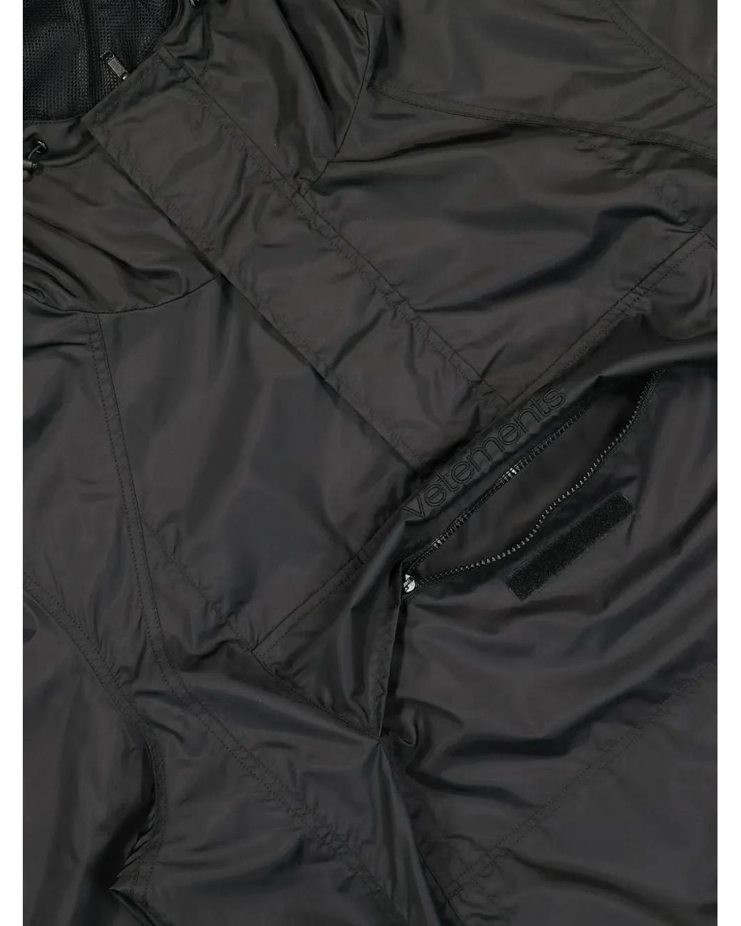 Vetements Black Logo-Embroidered Padded Hooded Jacket